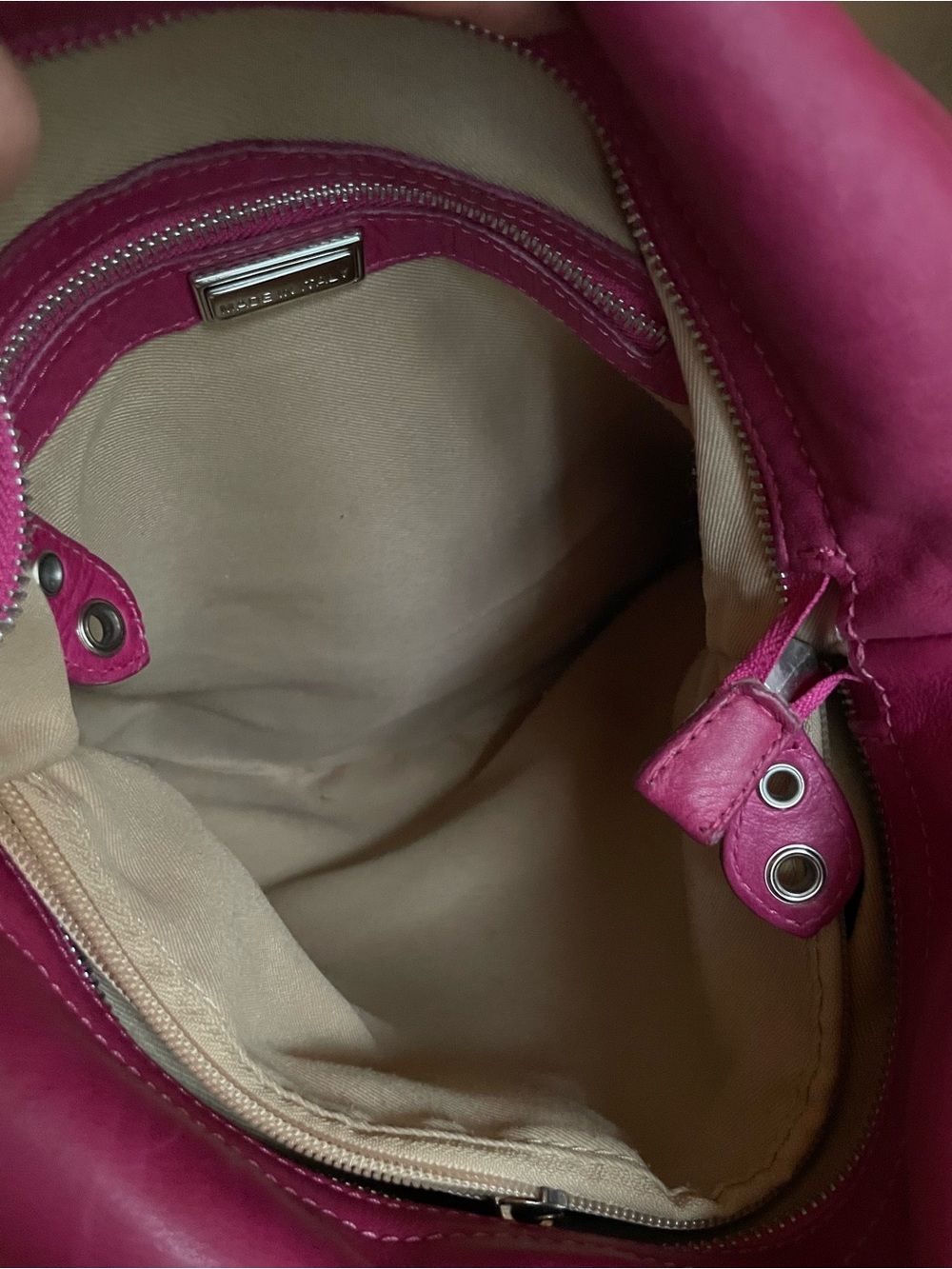 Vintage Marzia Italian Pink Leather Tote Bag with Chain Handles -Large Bag - Picture 12 of 13